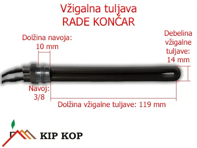 RADE KONČAR KOVINSKA VŽIGALNA TULJAVA SVEČKA ZA KAMINE PEČI NA PELETE