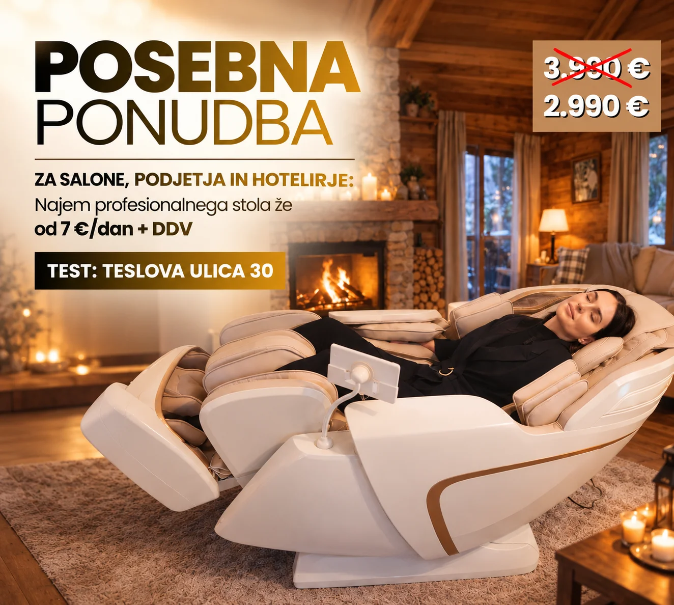 Masažni stol 4D KIP KOP za najem v salonih, podjetjih in hotelih