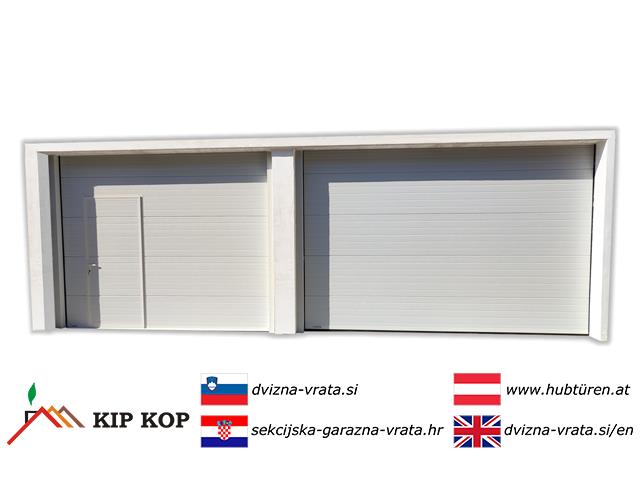 DVOKRILNA GARAŽNA VRATA S OSOBNIM PRELAZOM 264 X 251 BOJE BIJELA RAL 9010