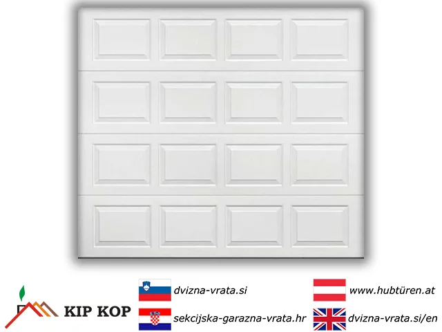 SECTIONAL-GARAGENTOR 228 X 300, FARBE WEISS RAL 9010 MIT KASSETTE